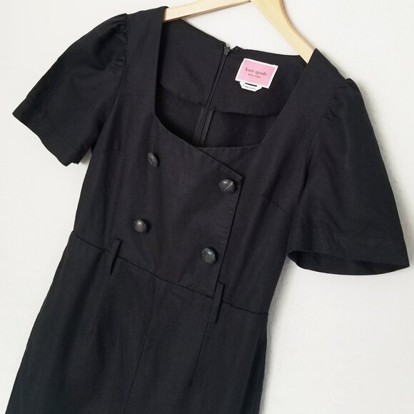 Kate Spade Linen Blend Twill Black Jumpsuit Size 2 Double Breasted Button $328 - Picture 5 of 16